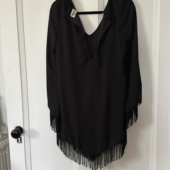Show me your mumu Black Long Sleeve Fringe Dress - Picture 3 of 5